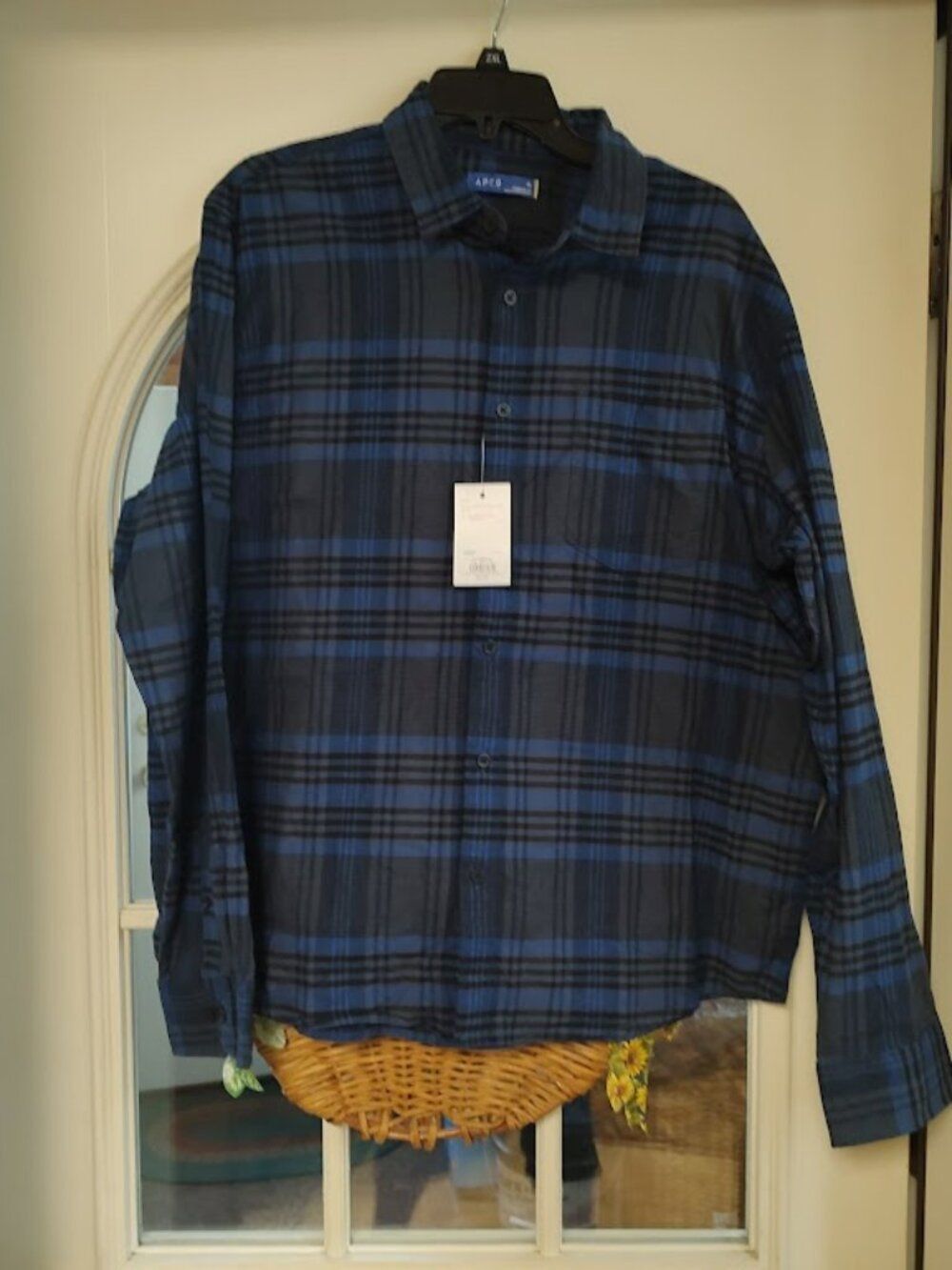 New Apt 9 Blue Plaid Stretch Flannel Shirt Size Men's XL
